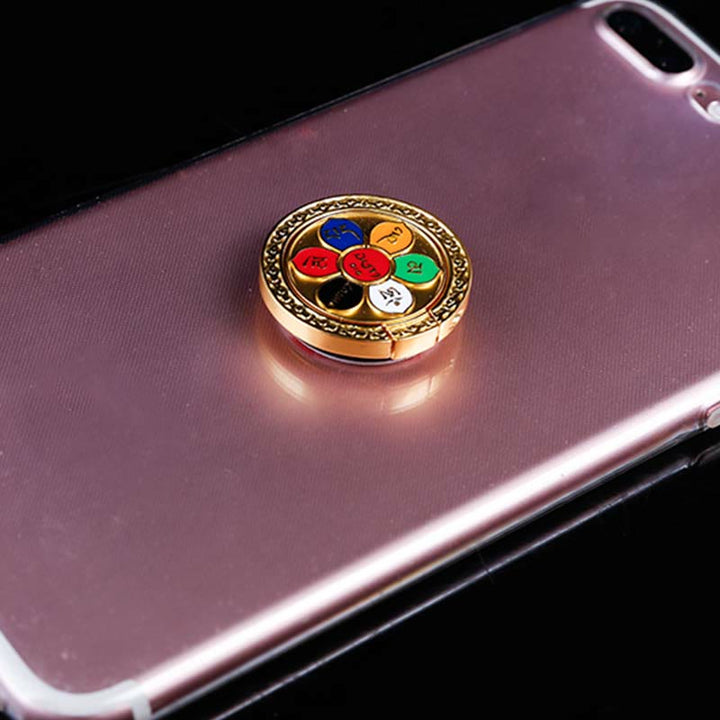 Supporto per anello per telefono con simbolo della pace tibetano Om Mani Padme Hum, decorazioni universali per telefono