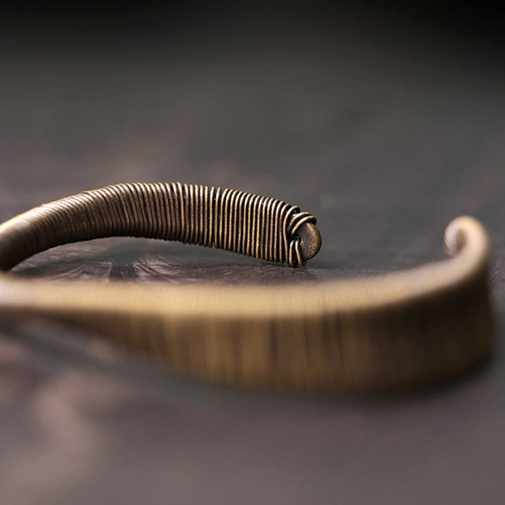 Bracciale regolabile con polsino in ottone e rame, con design semplice, per fortuna e ricchezza, Buddha Stones - image 6