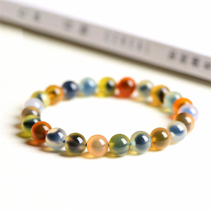 Braccialetto di perline di forza armonia agata caramella colorata naturale Buddha Stones
