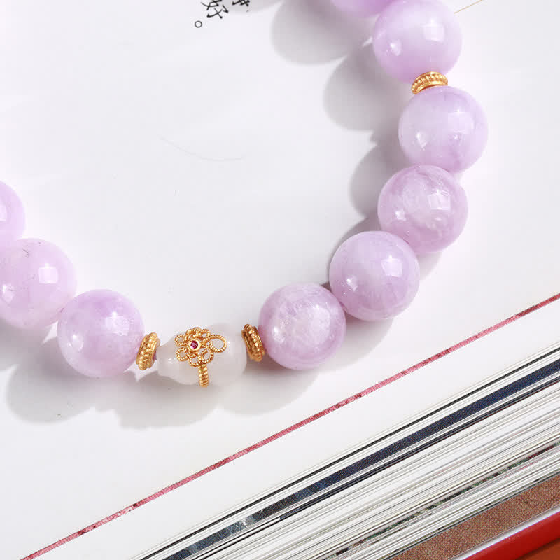 Braccialetto spirituale di crescita dell'amore con zucca di giada bianca di Hetian Kunzite