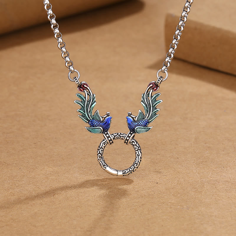Collana con ciondolo a forma di fiore di loto con Buddha Stones, fenice, protezione dalla fortuna - Fenice (Fortuna ♥ Forza) - image 1