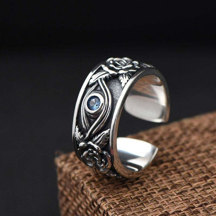 Anello regolabile con protezione in cristallo con occhio di Horus Buddha Stones