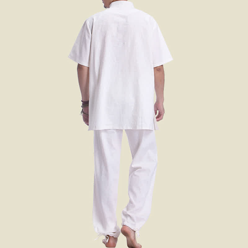 Buddha Stones Spirituale Zen Meditazione Preghiera Pratica Cotone Lino Abbigliamento Uomo Set - image 10
