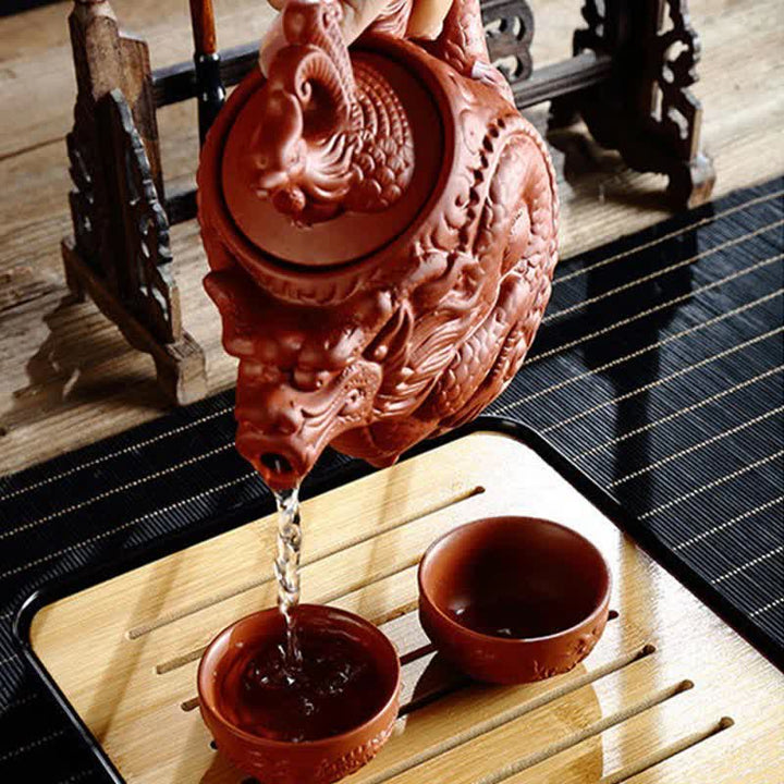 Teiera in ceramica vintage Dragon Phoenix
