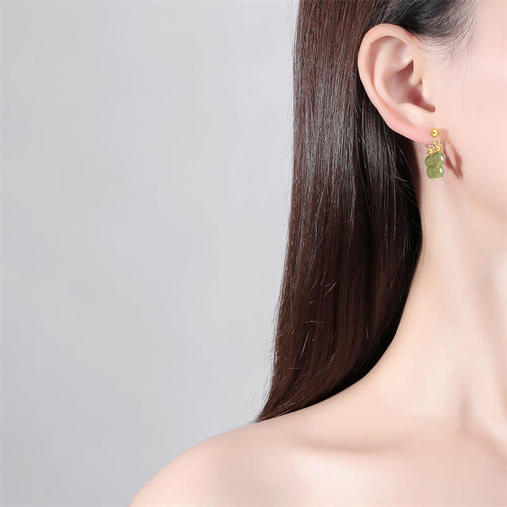 Orecchini in argento sterling 925 con perline di agata rossa e giada di Hetian