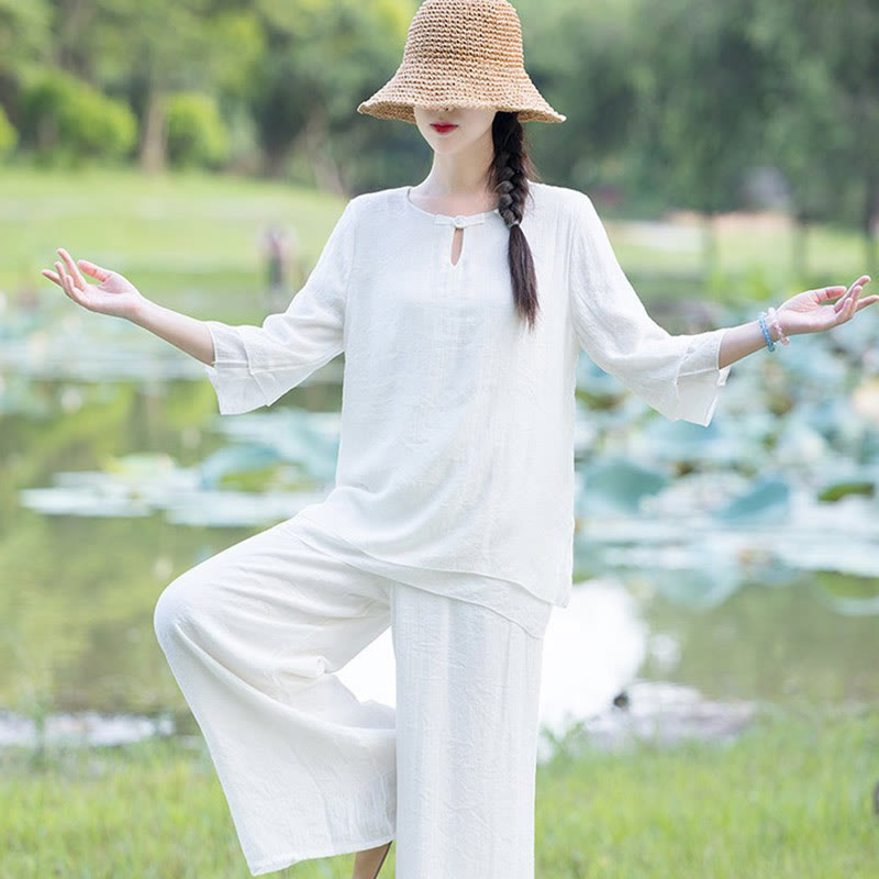 Tai Chi Meditazione Preghiera Zen Spirituale Mattina Pratica Abbigliamento Donna Set - image 8