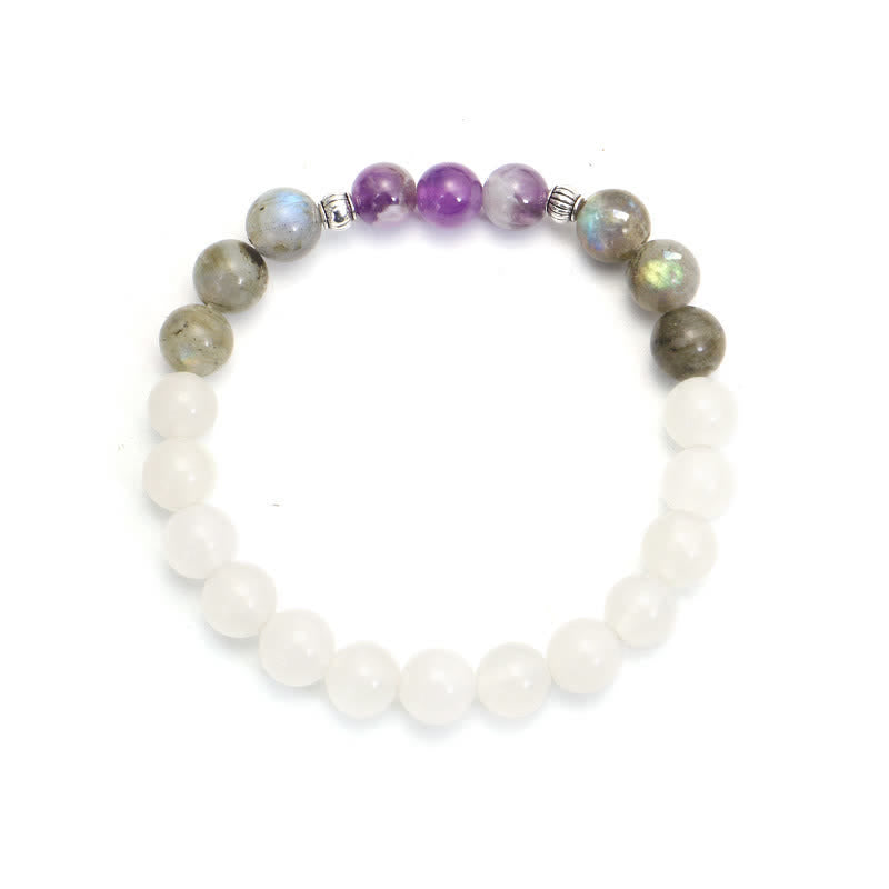 Buddha Stones 108 Mala Beads Agata Bianca Ametista Nero Glitter Pietra Braccialetto di Protezione