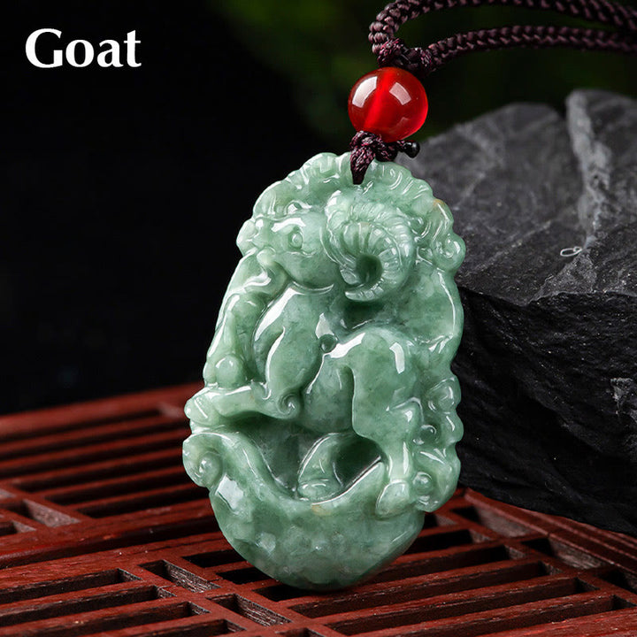 Collana con ciondolo Buddha Stones Natural Jade 12 Zodiaco Cinese Prosperità - Capra - image 21