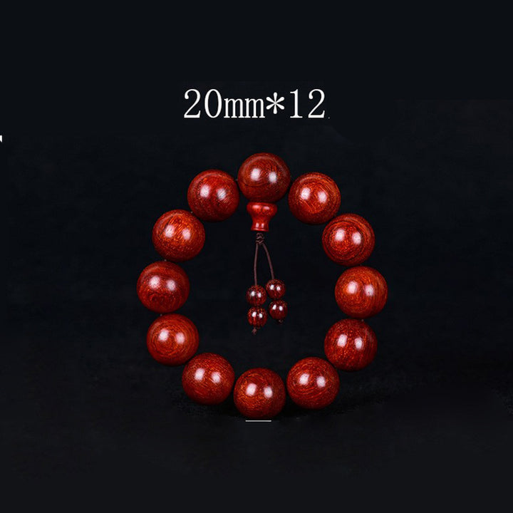 Braccialetto di equilibrio in legno di sandalo rosso con foglia piccola tibetana Buddha Stones