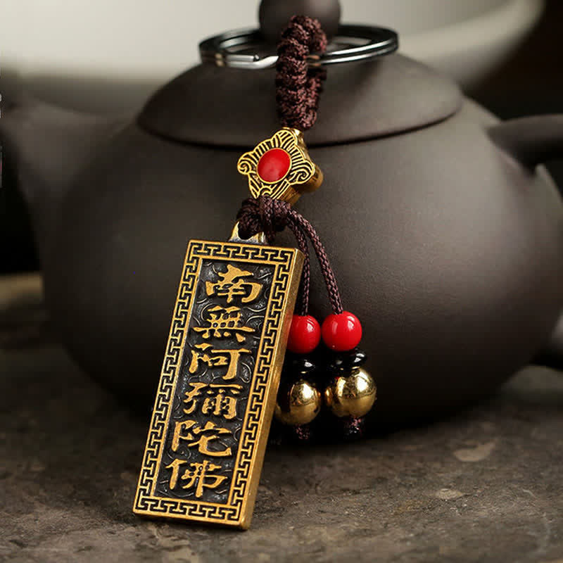 Portachiavi con benedizione della pace Namo Amitabha - Rame - image 0