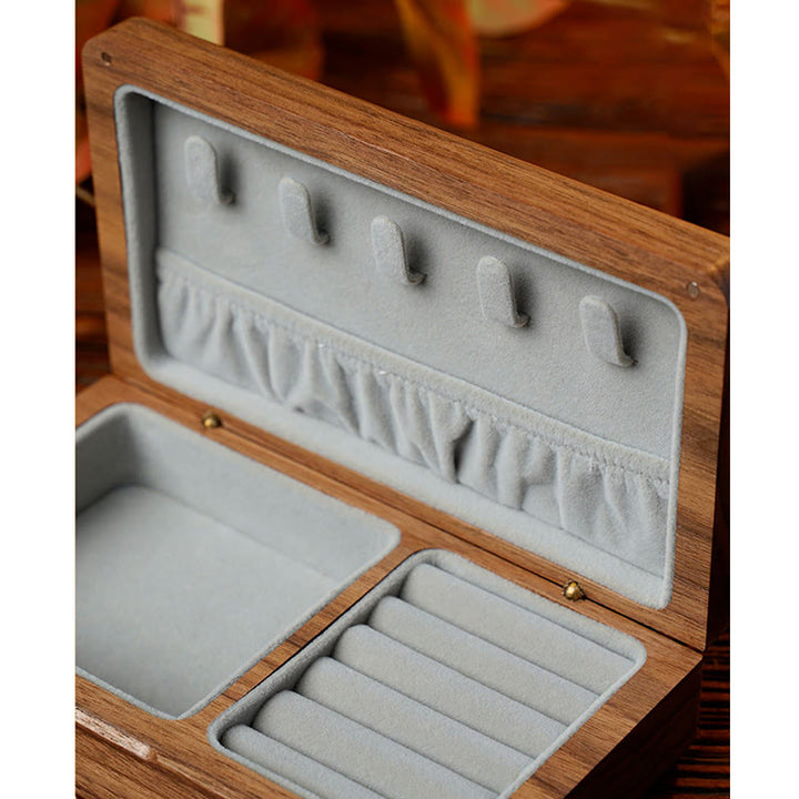Scatola portagioie in legno di noce nero fatta a mano, vintage, scatola regalo in legno