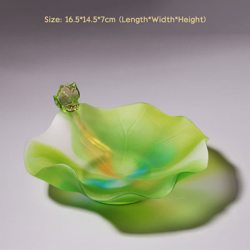 Feng Shui Lotus fatto a mano Liuli Crystal Art Piece Home Office Offerta Decorazione - Piatto delle offerte - image 7
