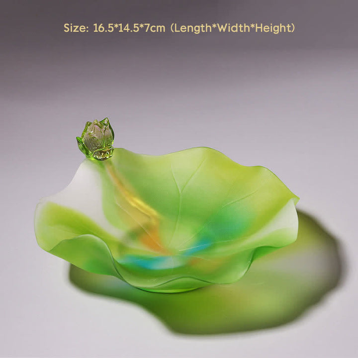 Feng Shui Lotus fatto a mano Liuli Crystal Art Piece Home Office Offerta Decorazione - Piatto delle offerte - image 7