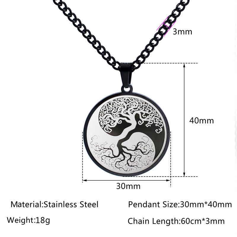 Collana con ciondolo in acciaio al titanio e Buddha Stones, l'albero della vita - image 10
