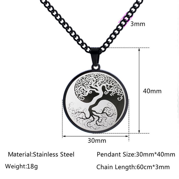 Collana con ciondolo in acciaio al titanio e Buddha Stones, l'albero della vita - image 10