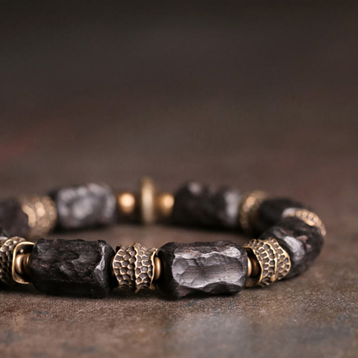 Braccialetto Buddha Stones Tibetano Ebano Legno Rame Calma Pace