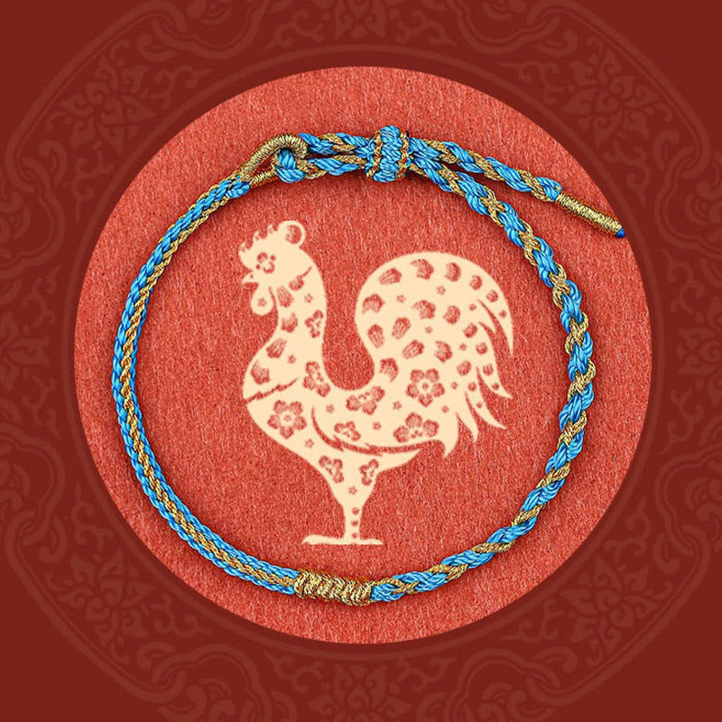 Braccialetto di protezione con treccia in corda, fatto a mano con Buddha Stones , zodiaco cinese, coniglio, gallo, topo, cavallo, drago