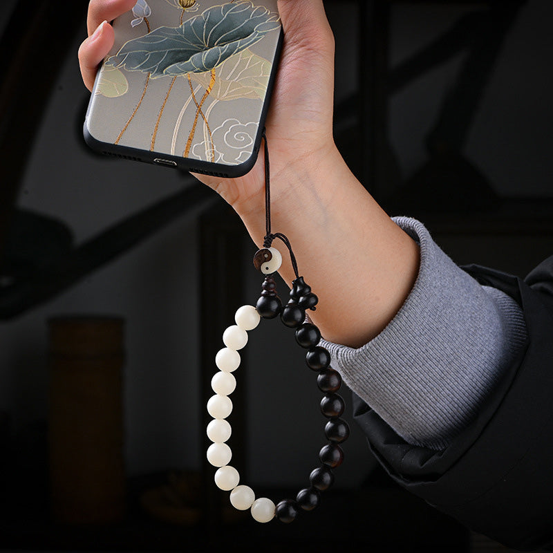 Buddha Stones Bracciale di protezione YinYang in ebano Decorazione