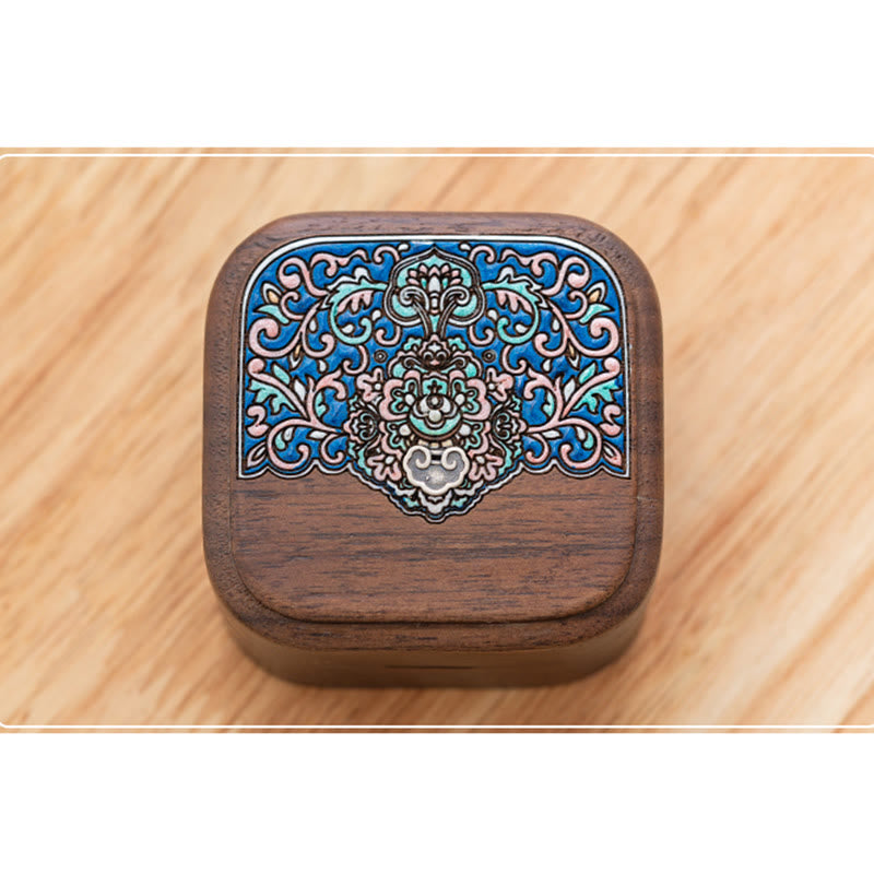 Scatola portaoggetti per gioielli in legno di noce nero fatto a mano retrò, scatola regalo in legno di foglia