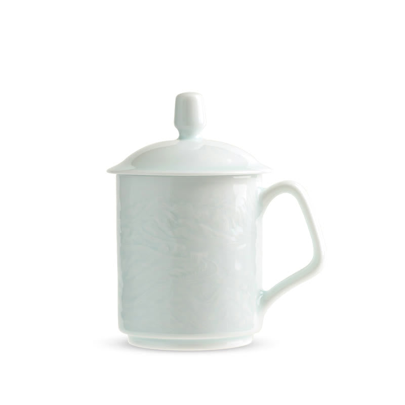 Buddha Stones Jingdezhen porcellana bianca fatta a mano Grande Muraglia Paesaggio Tazza da tè in ceramica incisa Tazza da ufficio Tazze da tè