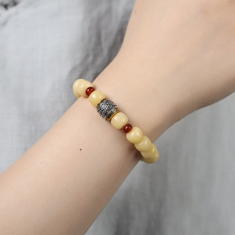 Braccialetto di perline di carattere Fu Buddha Stones, semi di Bodhi, nuvola di buon auspicio, pace