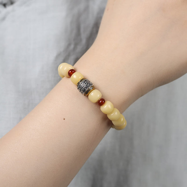 Braccialetto di perline di carattere Fu Buddha Stones, semi di Bodhi, nuvola di buon auspicio, pace