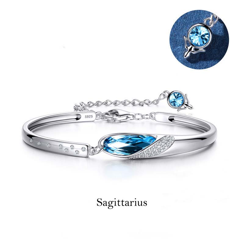 Bracciale con ciondolo Buddha Stones in rame placcato argento 925 con 12 costellazioni dello zodiaco