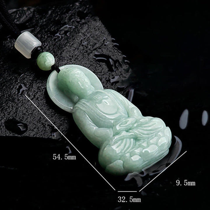 Buddha Stones Amitabha Buddha Amuleto di Giada Collana di Corda della Compassione