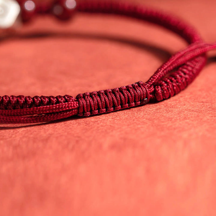 Bracciale Buddha Stones 925 Sterling Silver Zodiaco Cinese Buddha Natale Cinabro Calma
