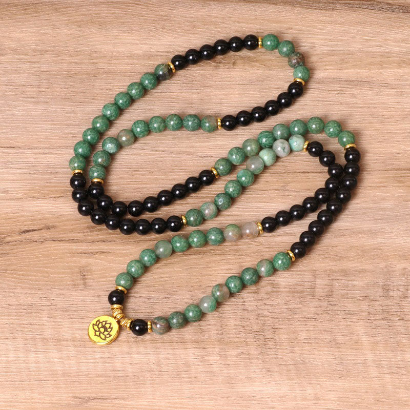 Buddha Stones 108 Perle Bracciale Mala di Guarigione in Agata Naturale