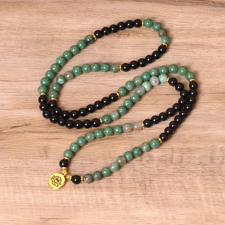 Buddha Stones 108 Perle Bracciale Mala di Guarigione in Agata Naturale