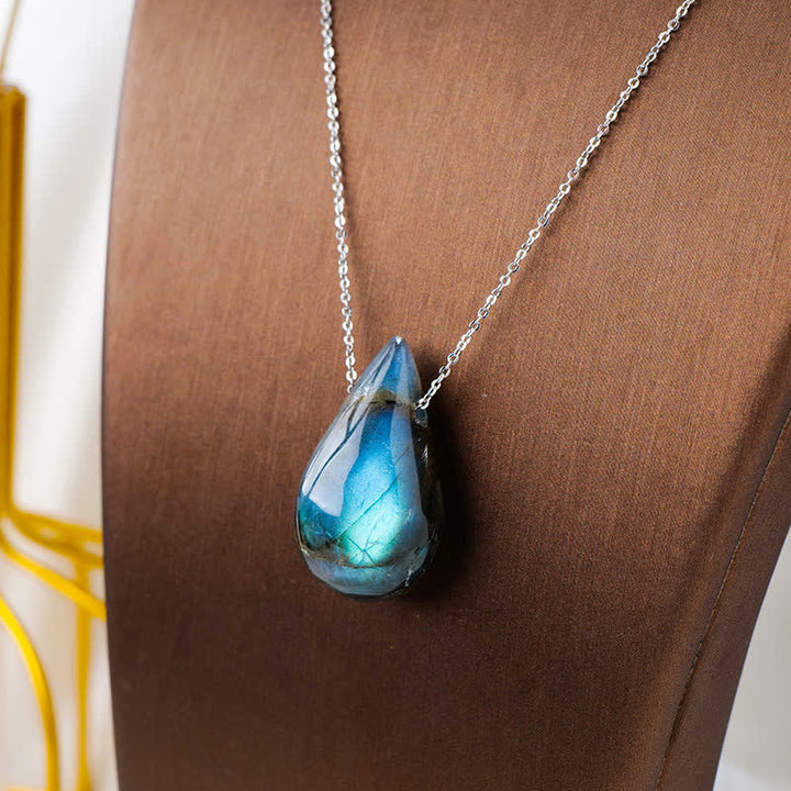 Collana con ciondolo di supporto e guarigione con goccia d'acqua in labradorite Buddha Stones - image 3
