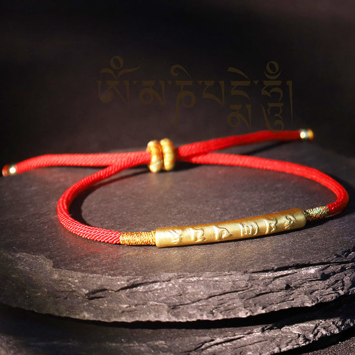 Buddha Stones Braccialetto buddista tibetano fatto a mano con corda rossa fortunata Mani Mantra