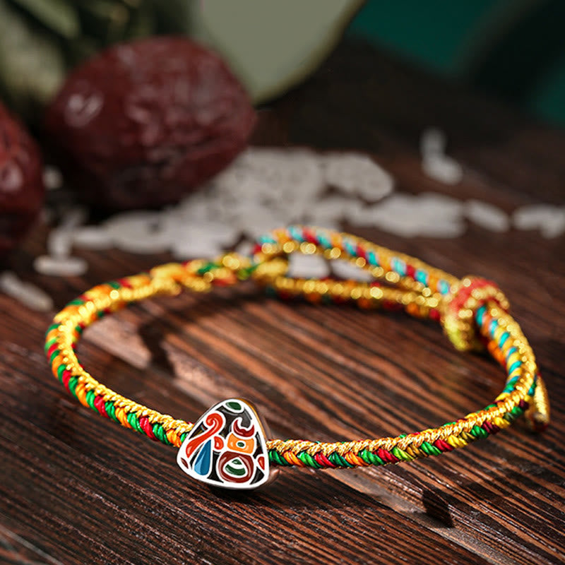 Braccialetto Buddha Stones 925 Sterling Silver Dragon Boat Festival Fu Character Zongzi Pattern Luck fatto a mano multicolore per bambini e adulti
