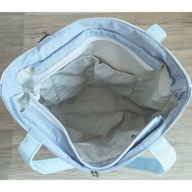 Borsa a tracolla grande capacità in tela con ricamo in bambù, prugna, fiore di pera, pesco