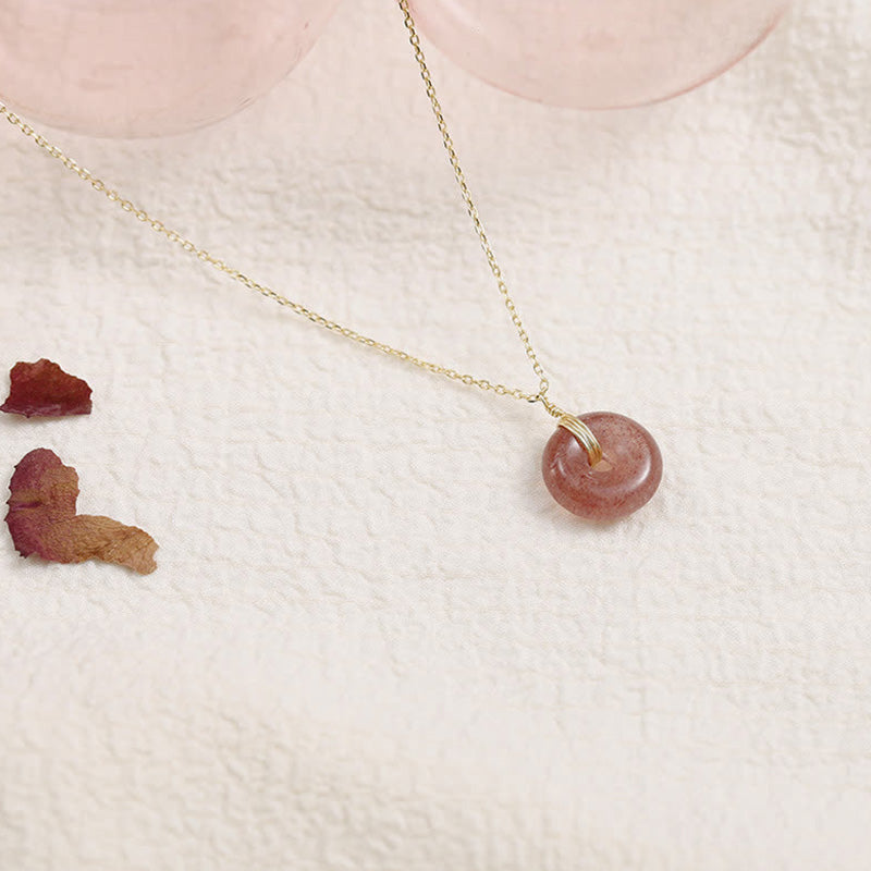 Collana positiva di guarigione al quarzo fragola in argento sterling 925 Buddha Stones - Oro - image 0