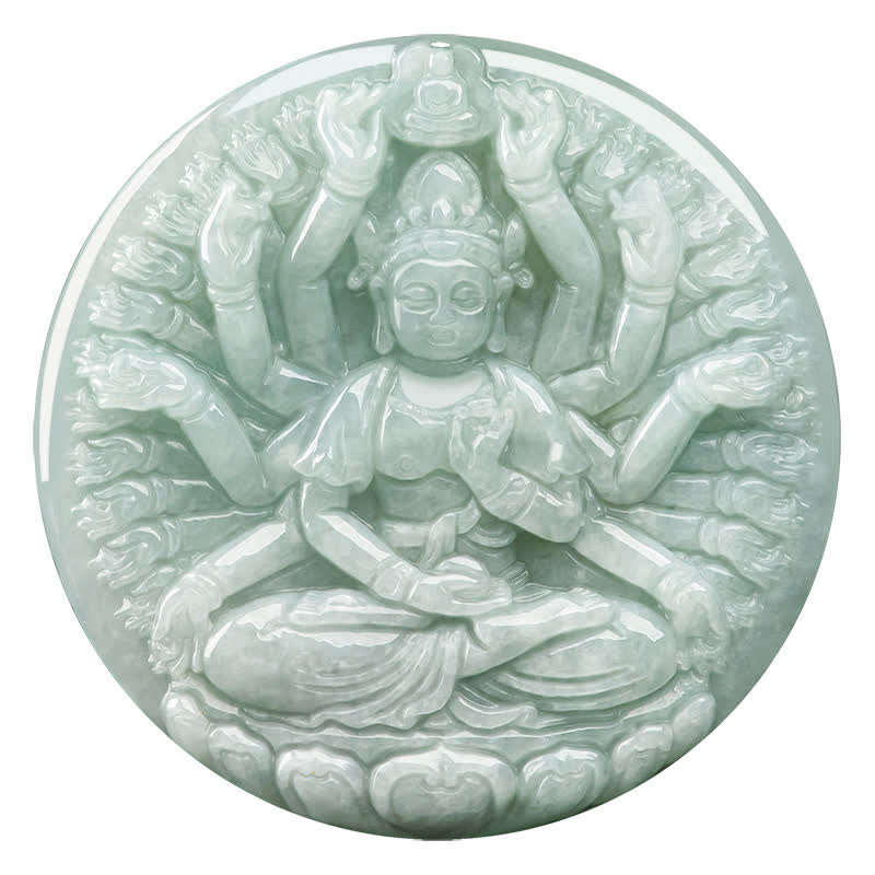Collana con ciondolo in corda di giada con benedizione di Avalokitesvara di Kwan Yin a mille mani - image 12