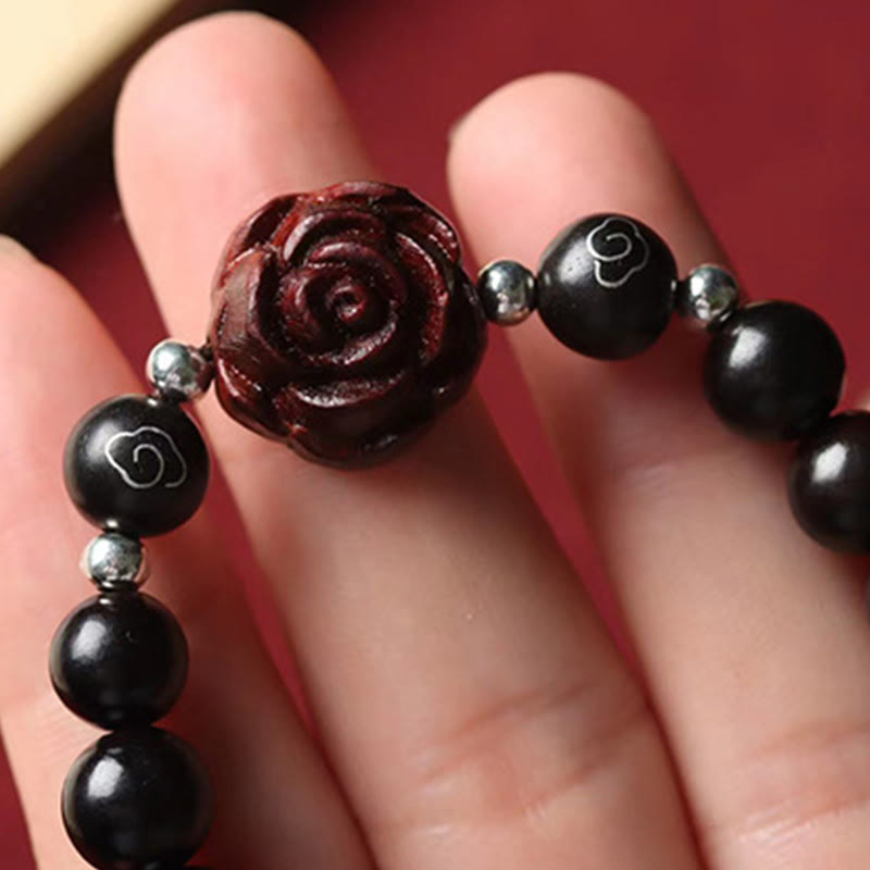 Braccialetto Buddha Stones con piccola foglia di sandalo rosso e lenitivo