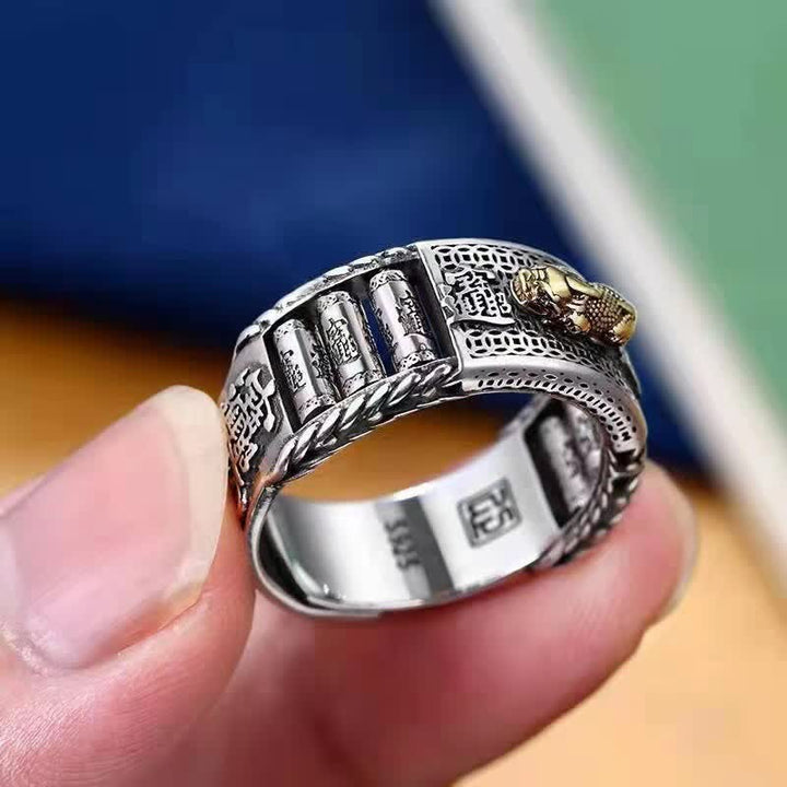 Buddha Stones Fortunato FengShui PiXiu Ricchezza Ruote della Preghiera Coppia Anello