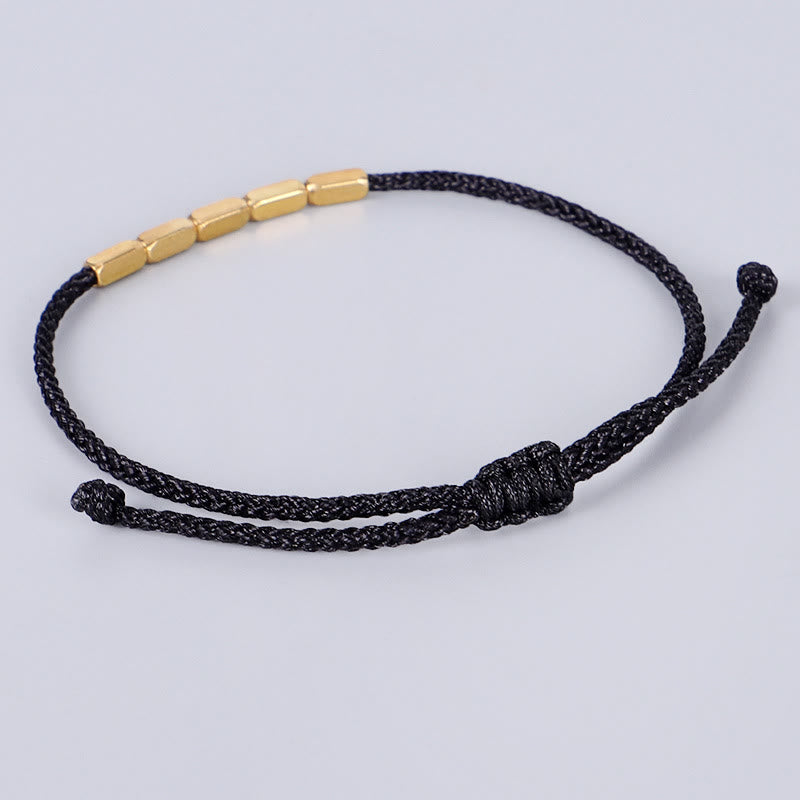 Braccialetto di corda intrecciata con protezione in perline di rame fatte a mano Buddha Stones