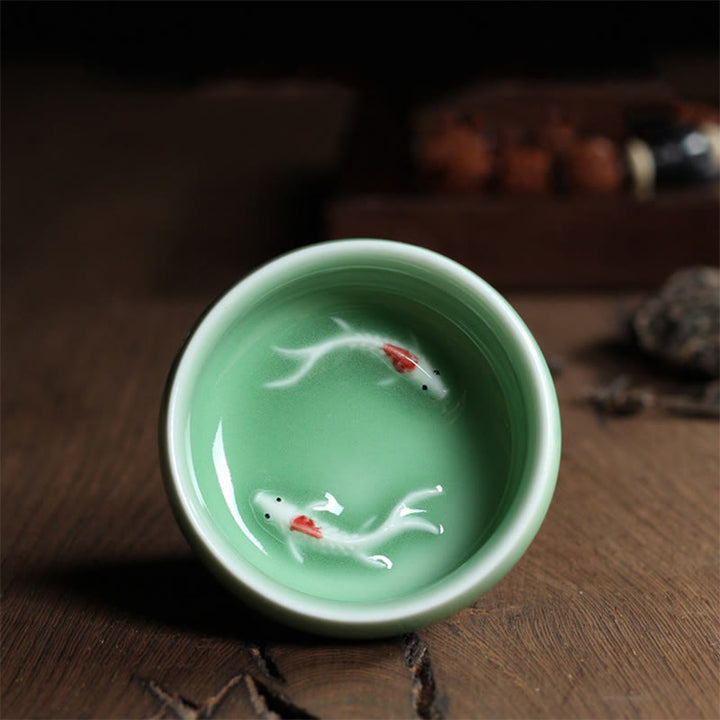 Buddha Stones Koi Fish colorato Tazza da tè in ceramica Kung Fu Tazza da tè Ciotola