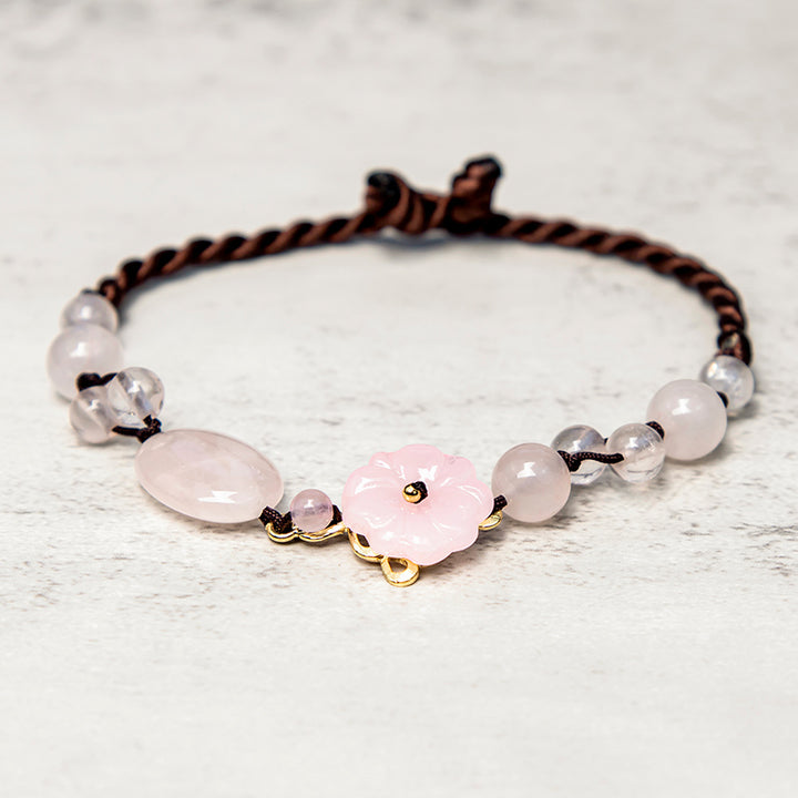 Il fiore dell'amore, cavigliera rilassante in cristallo rosa