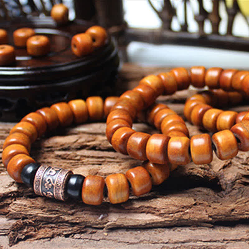 Bracciale Buddha Stones, perline di osso tibetano, Om Mani Padme Hum
