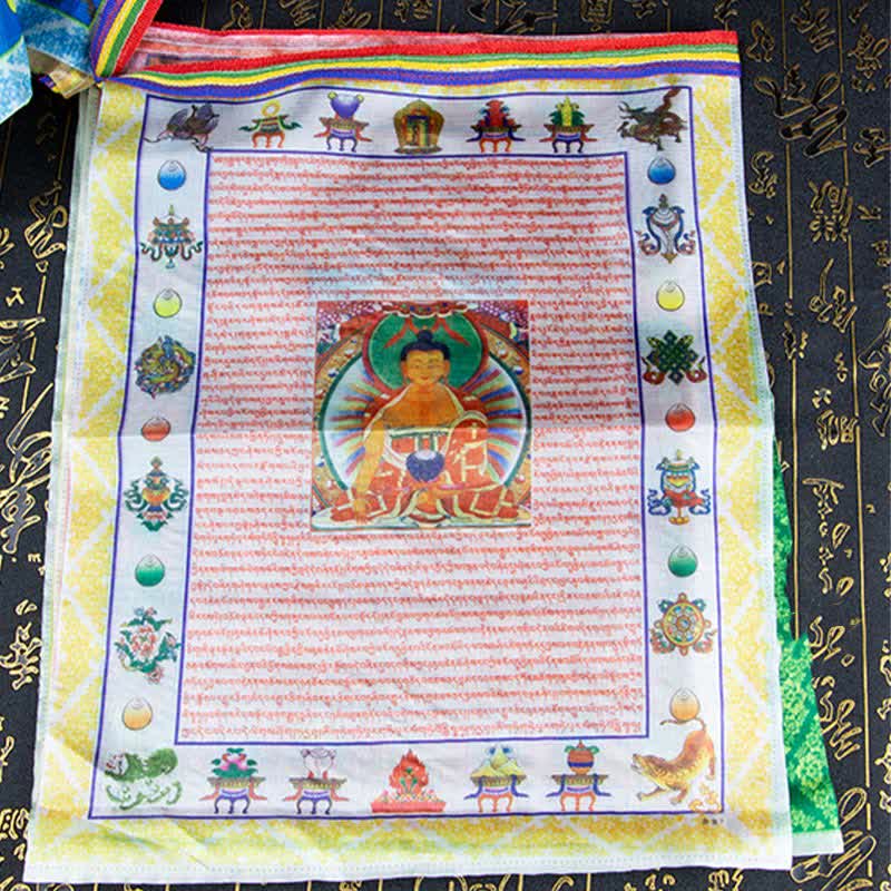 Buddha Stones Bandiera tibetana a 5 colori con cavallo del vento, Buddha Tara, Scritture, Guarigione, Auspiciosa, Preghiera all'aperto - image 14