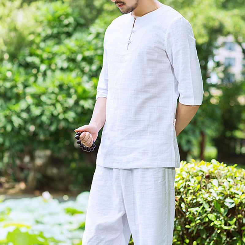 Buddha Stones Meditazione Preghiera Spirituale Zen Pratica Uniforme Abbigliamento Uomo Set