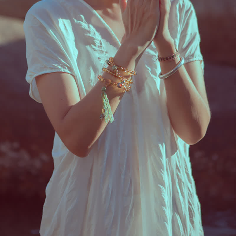 Buddha Stones 108 Mala Beads 925 Sterling Silver Citrino Sandalo Turchese Protezione Bracciale Prosperità - image 7