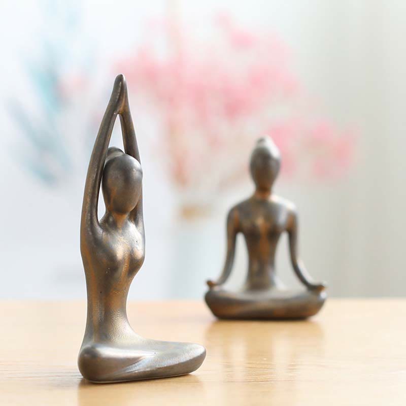 Astratto Yoga Meditazione Esercizio Ceramica Spirituale Figurina Scultura Decorazione