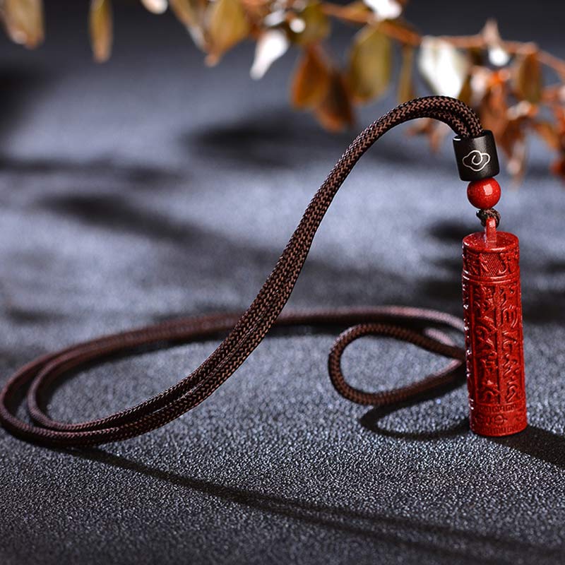 Collana con corda di concentrazione del mantra tibetano in cinabro Buddha Stones