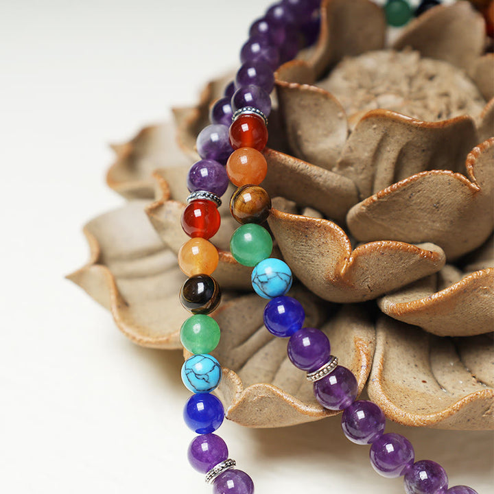 Buddha Stones, cristalli curativi, Mala, perline da preghiera, 108 bracciali multistrato per meditazione e guarigione