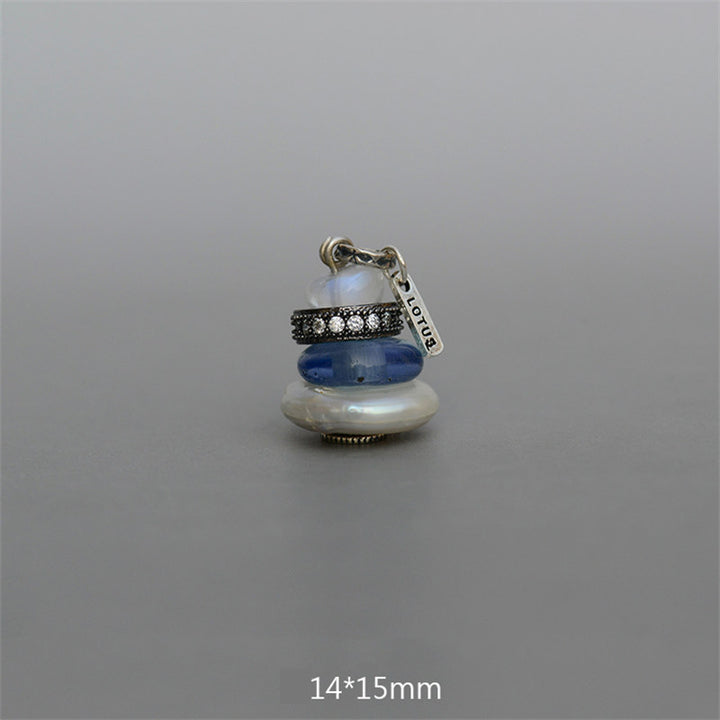 Collana con ciondolo calmante in labradorite con vari cristalli e Buddha Stones Zen Cairn - Ciondolo in pietra di luna, perline di vetro e perle, 14*15 mm - image 23